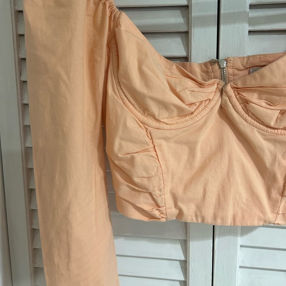 Oh Polly Orange Long Puff Sleeve Corset Top - Picture 3 of 5